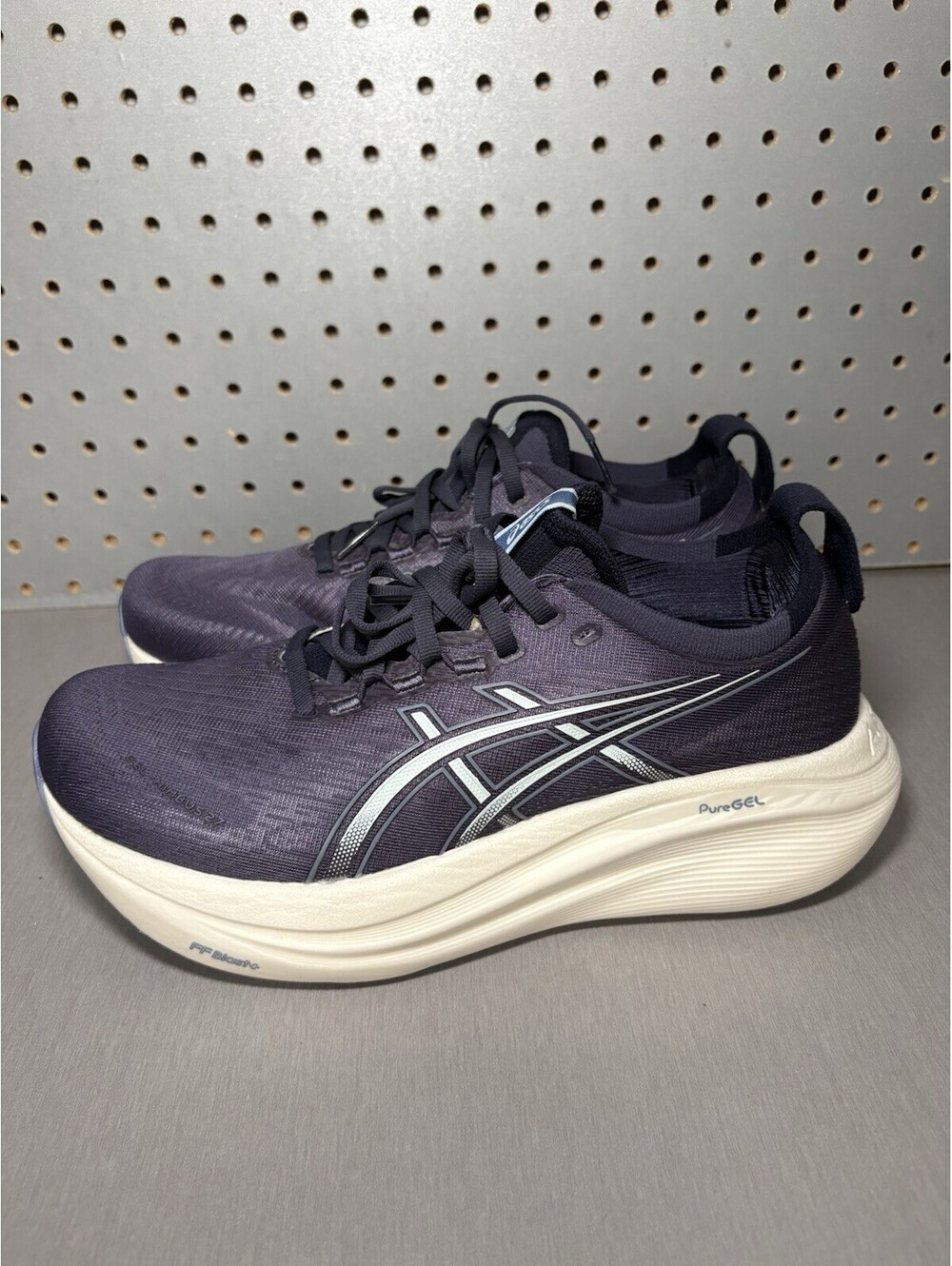 Asics Gel-Nimbus 27 Womens Size 8 Running Shoes Navy Blue White Sneakers - Picture 2 of 14
